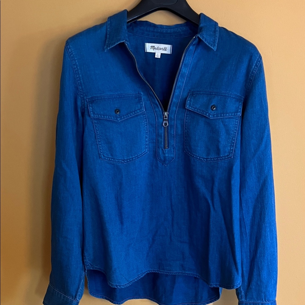 Madewell Indigo Zip-Up Denim Shirt